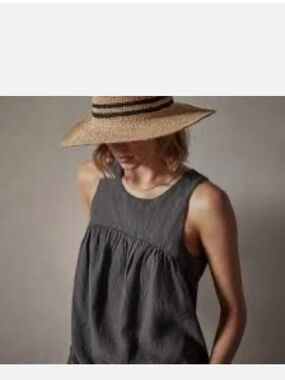 James Perse Charcoal Sleeveless Linen Scoop Neck Tank Size 3 US 8-10